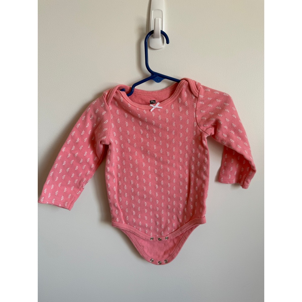 HB Baby Girl Pink Leaf Print Long Sleeve Bodysuit Cotton 24M